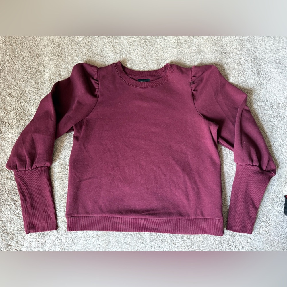 Who What Wear Wine Red Puff Shoulder Sweatshirt